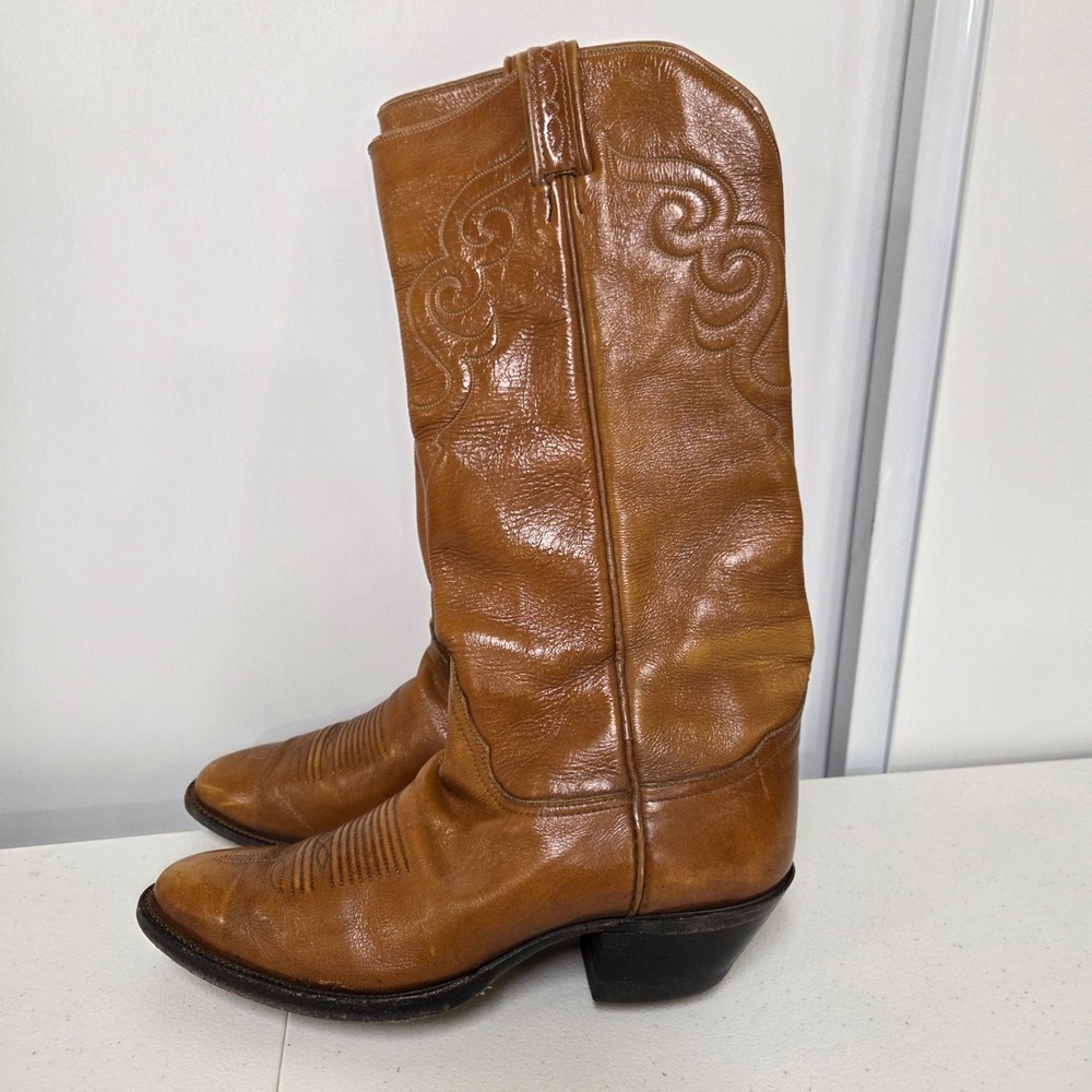 Tony Lama 8316 Mens Tan Leather Western Cowboy Boots Size 8.5 C Made in USA